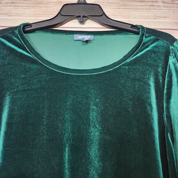 Modcloth Crushed Velvet Blouse Long Sleeve Beyond Basic Green Top Size 2X - Picture 2 of 14